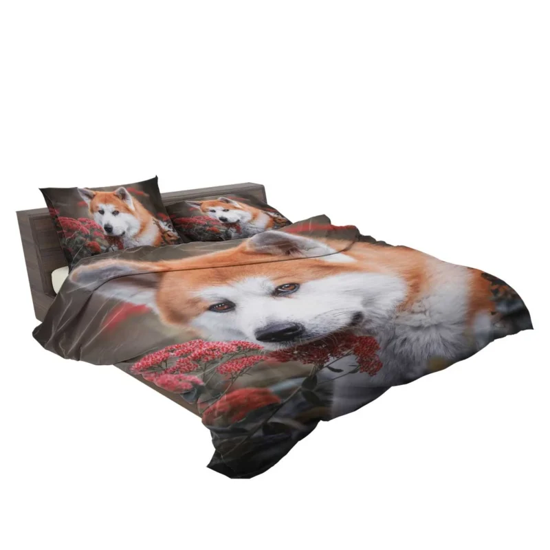 Blossoms and Beauty: The Akita Quartet Bedding Set 2