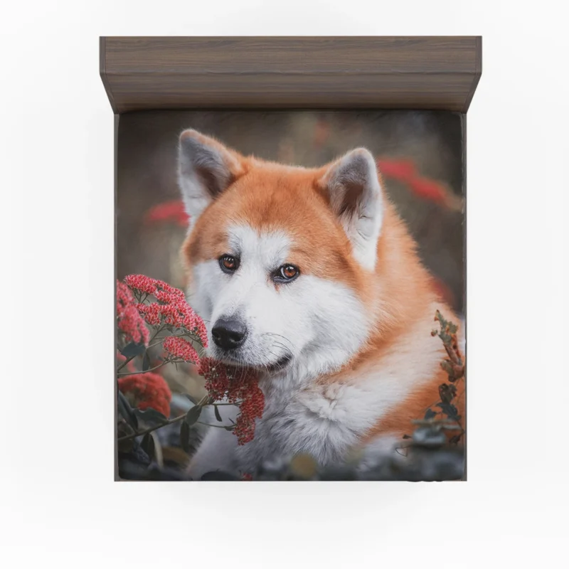 Blossoms and Beauty: The Akita Quartet Fitted Sheet