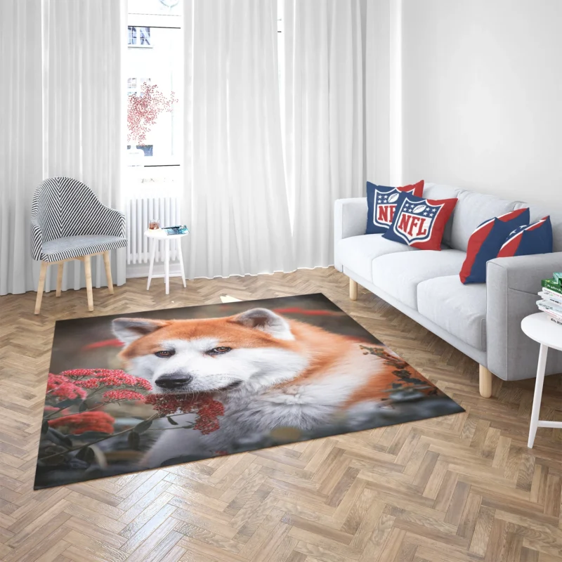 Blossoms and Beauty: The Akita Quartet Floor Rug 2