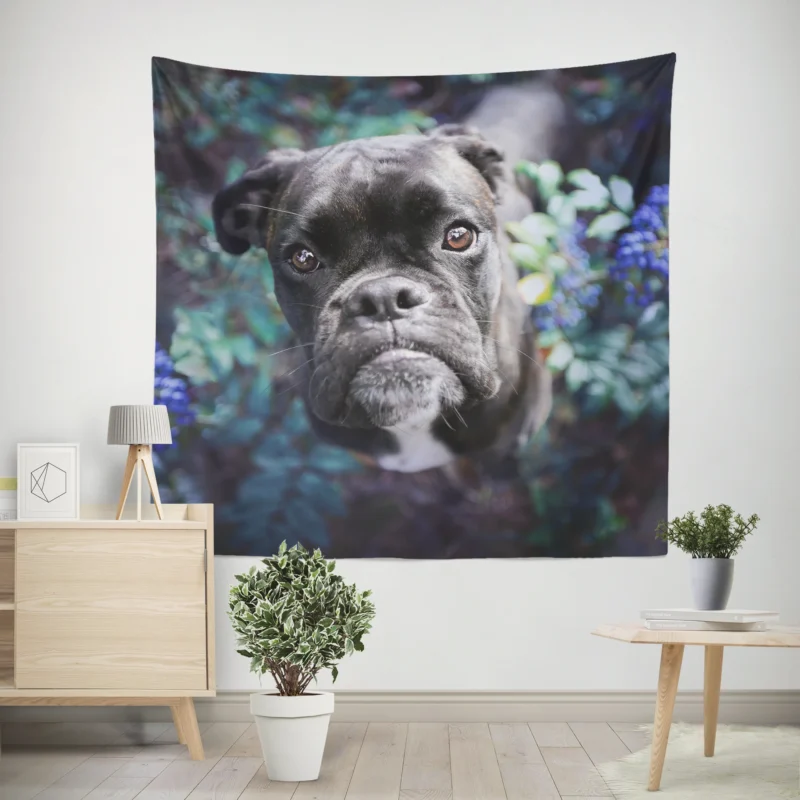 Blossoms and Bulldog Beauty  Bulldog Quartet Wall Tapestry