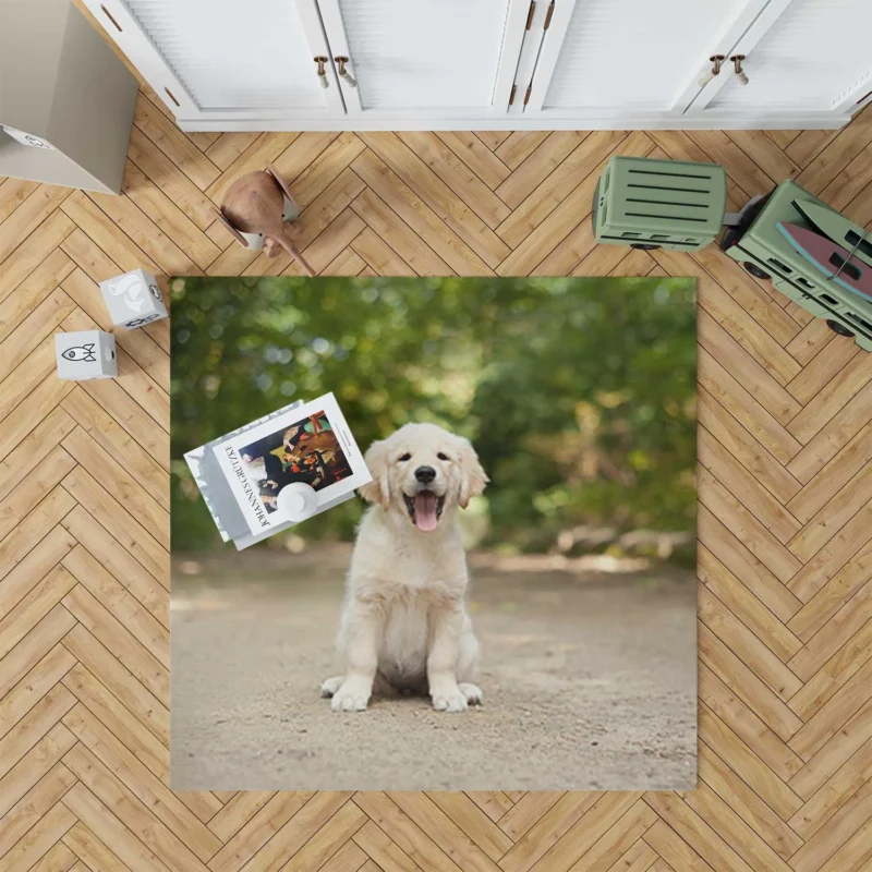 Bokeh Cuteness: Labrador Puppy Quartet Floor Rug