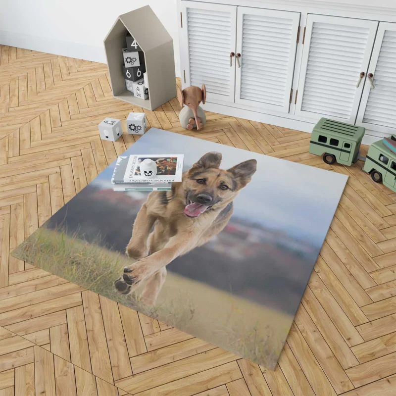 Bokeh Elegance: German Shepherd Charm Floor Rug 1