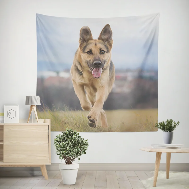 Bokeh Elegance  German Shepherd Charm Wall Tapestry