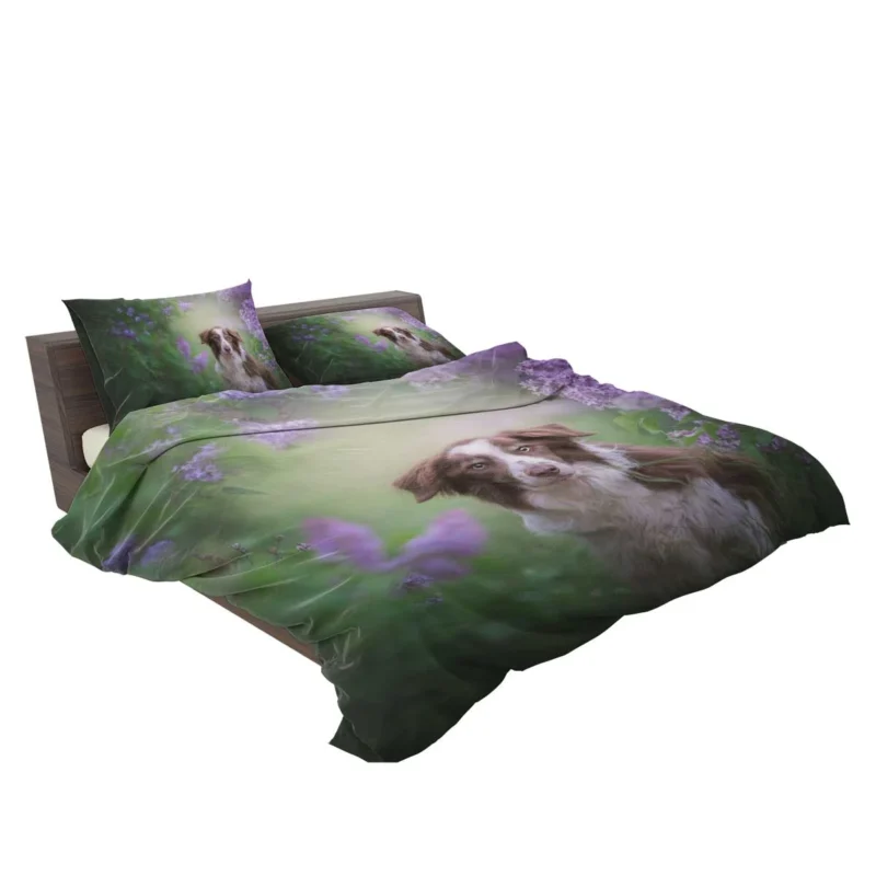 Border Collie and Purple Flower Beauty with Border Collie Bedding Set 2