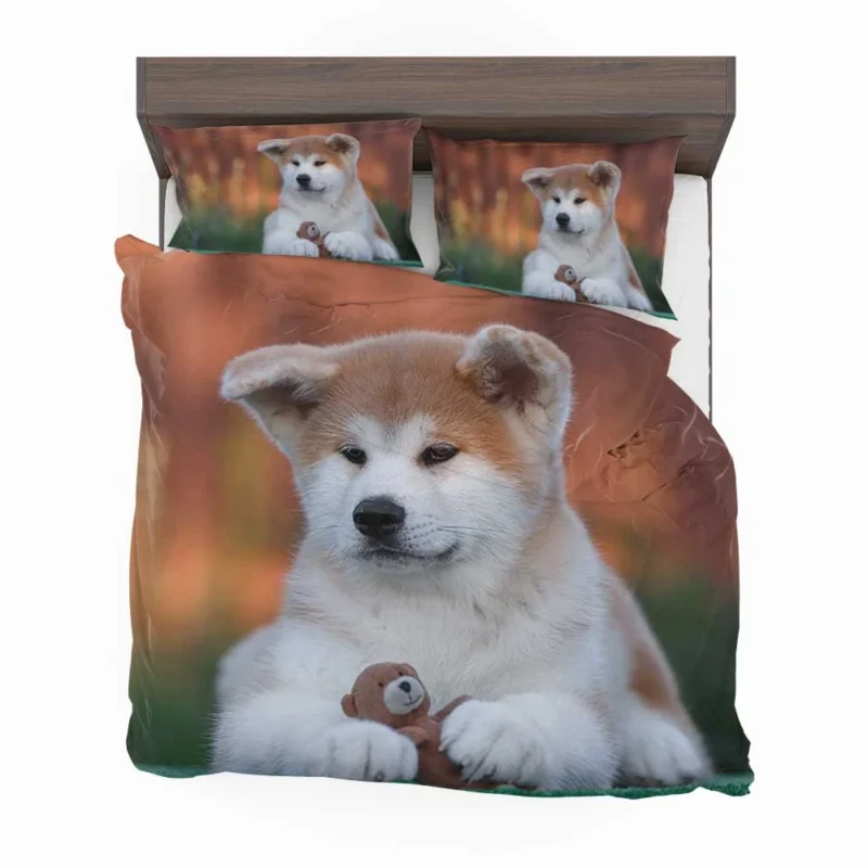 Bringing Joy: Puppies of the Akita Quartet Bedding Set 1