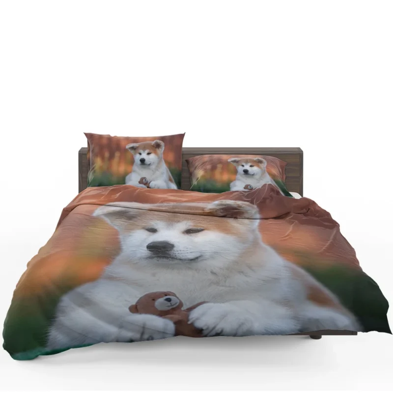 Bringing Joy: Puppies of the Akita Quartet Bedding Set