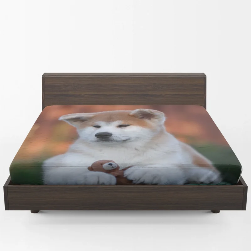 Bringing Joy: Puppies of the Akita Quartet Fitted Sheet 1