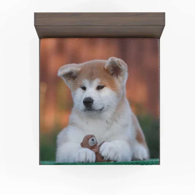 Bringing Joy: Puppies of the Akita Quartet Fitted Sheet