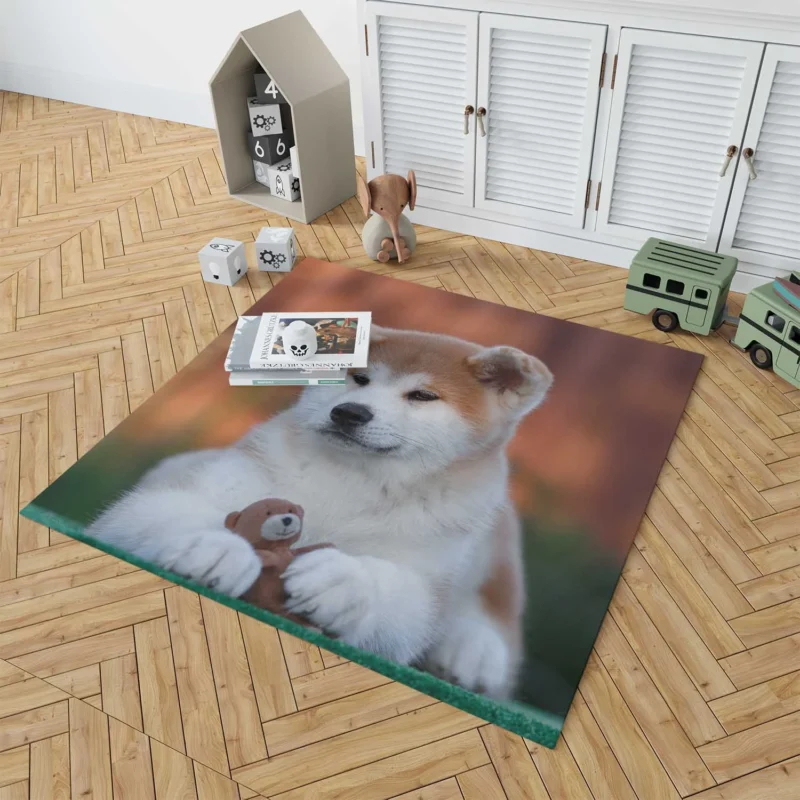 Bringing Joy: Puppies of the Akita Quartet Floor Rug 1