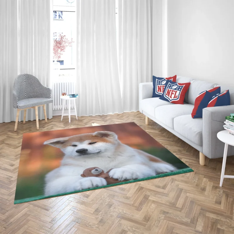 Bringing Joy: Puppies of the Akita Quartet Floor Rug 2