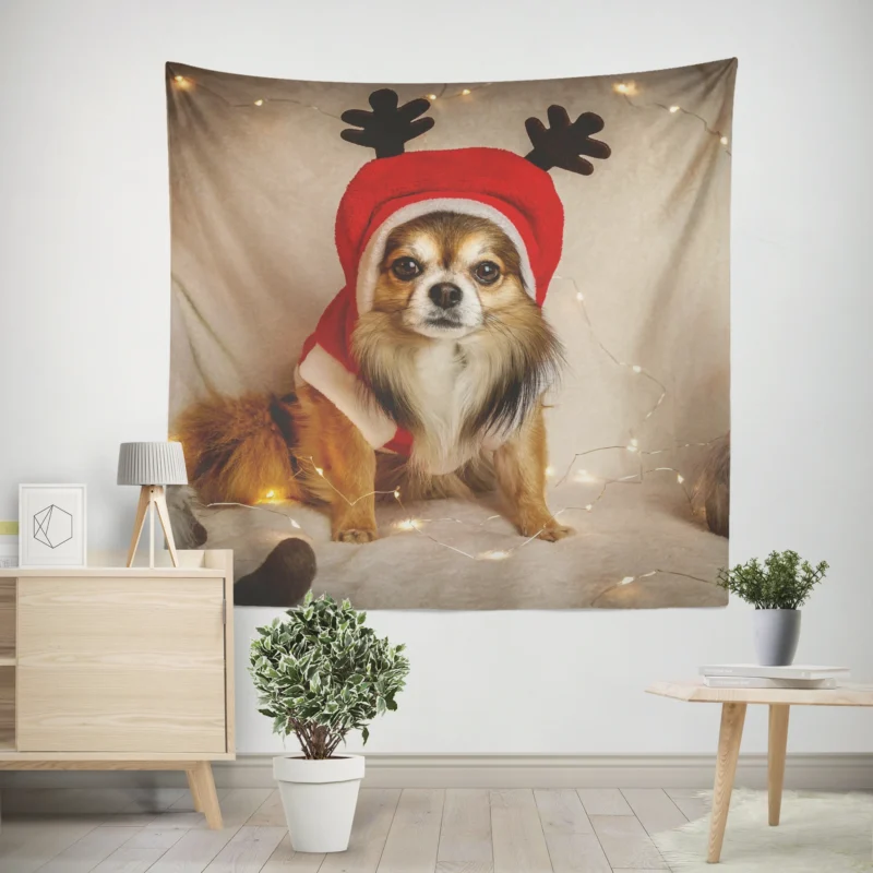 Calm Tiny Treasures  Chihuahua Quartet Wall Tapestry