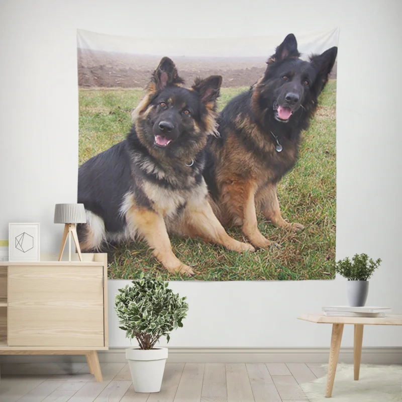 Candid Moments with German Shepherds  Glimpse of Joy Wall Tapestry