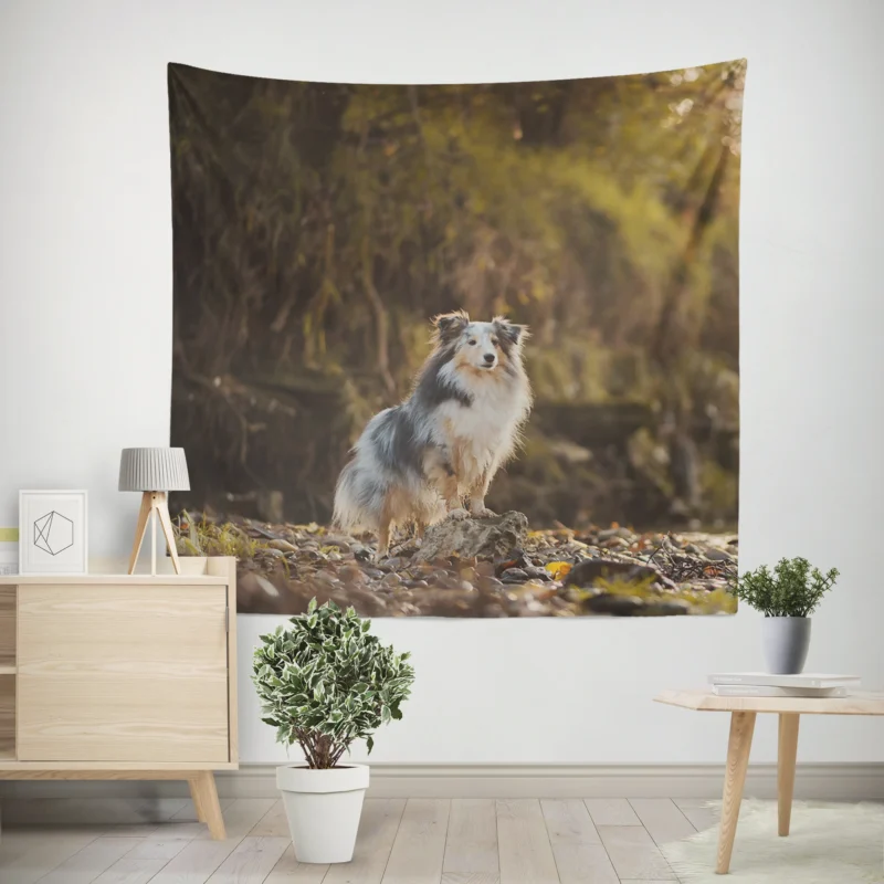 Canine Beauty  Rough Collie Quartet Wall Tapestry