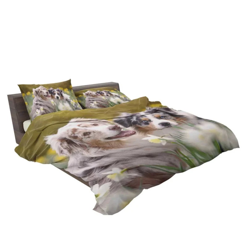 Canine Beauty with Daffodils: Australian Shepherd Bedding Set 2