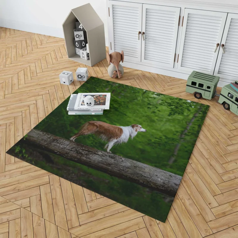 Canine Companions in the Forest: Australian Shepherd Floor Rug 1