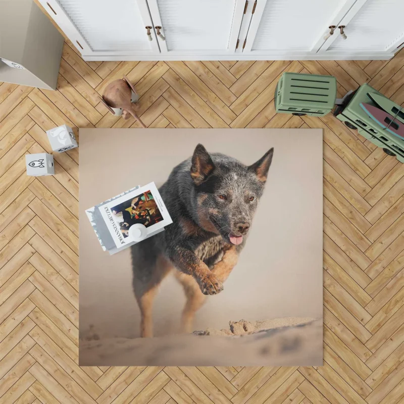 Canine Companions on the Sand: Australian Cattle Dog Floor Rug