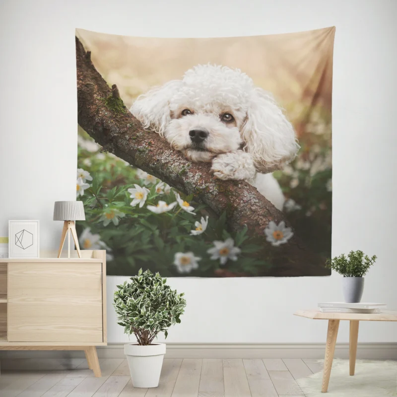 Canine Elegance  Poodle Quartet Wall Tapestry