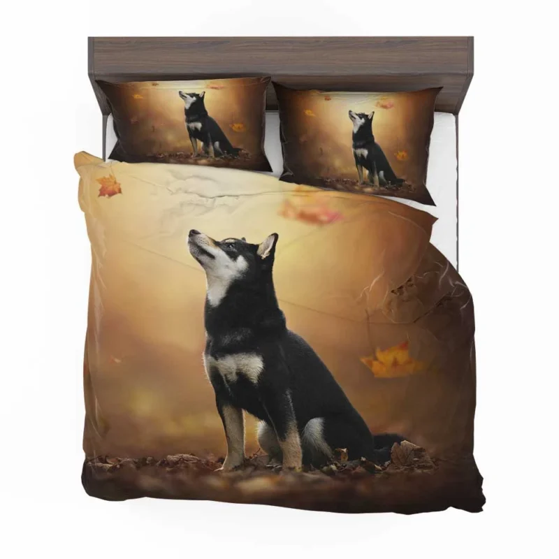 Canine Playtime Quartet: Husky Leaf Blur Bedding Set 1