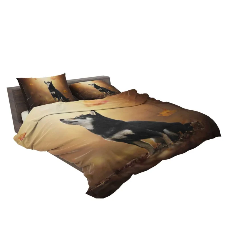 Canine Playtime Quartet: Husky Leaf Blur Bedding Set 2