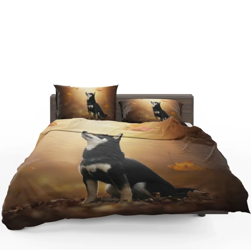 Canine Playtime Quartet: Husky Leaf Blur Bedding Set