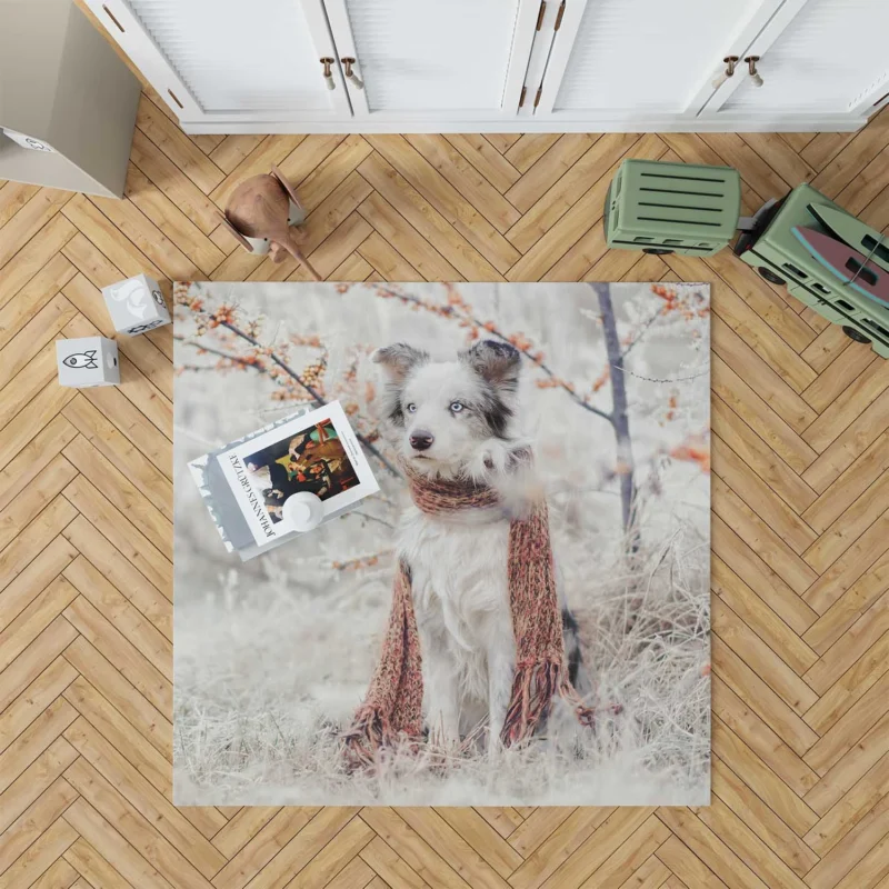 Canine Style with a Scarf: Australian Shepherd Floor Rug