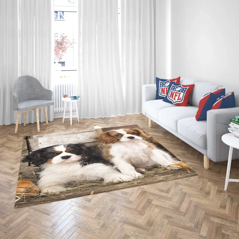 Cavalier Quartet of Love: King Charles Spaniels Floor Rug 2