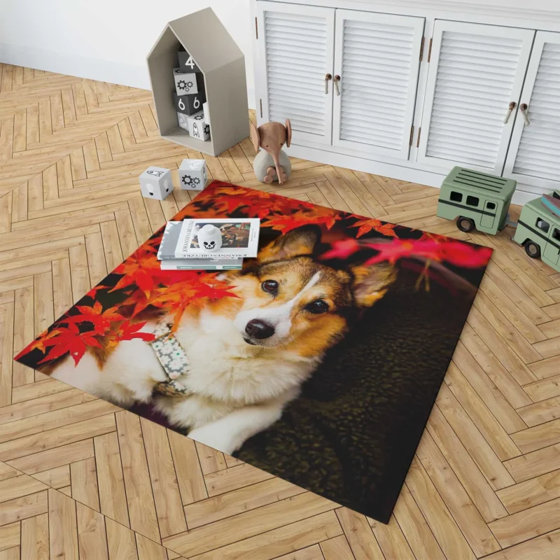 Celebrating Corgi Charm: Corgi Wallpaper Floor Rug 1