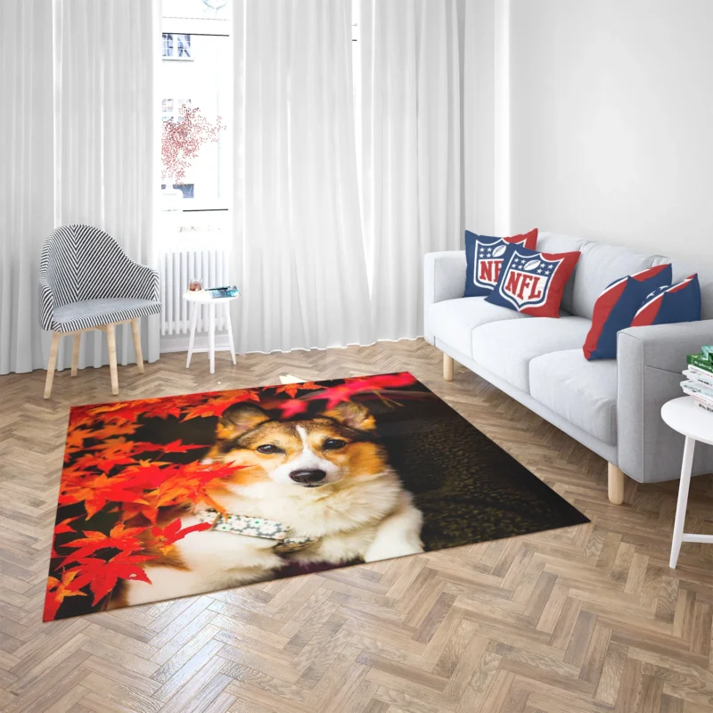 Celebrating Corgi Charm: Corgi Wallpaper Floor Rug 2