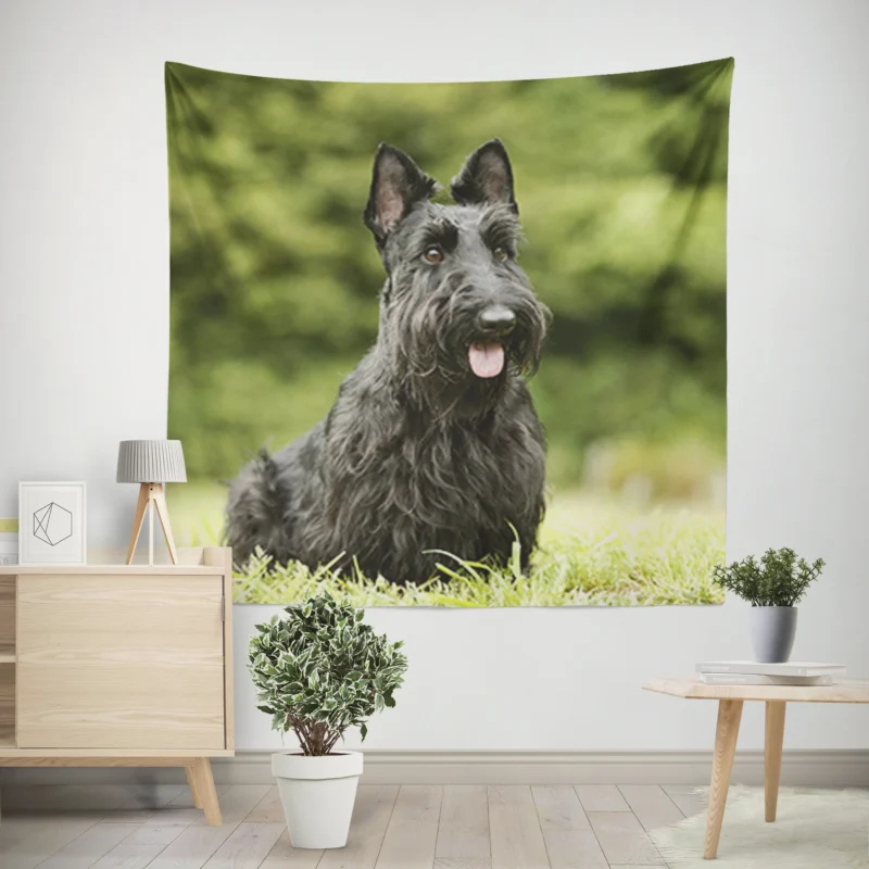 Charming Scottish Terrier Gathering Wall Tapestry