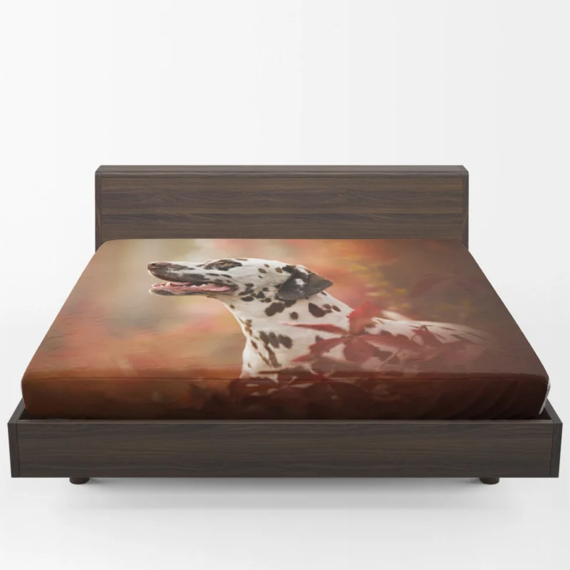 Chocolate Dalmatian in Fall: Dalmatian Quartet Fitted Sheet 1