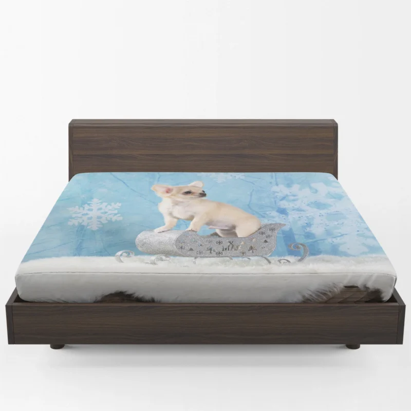 Christmas Bauble Joy with Puppies: Chihuahua Quartet Fitted Sheet 1