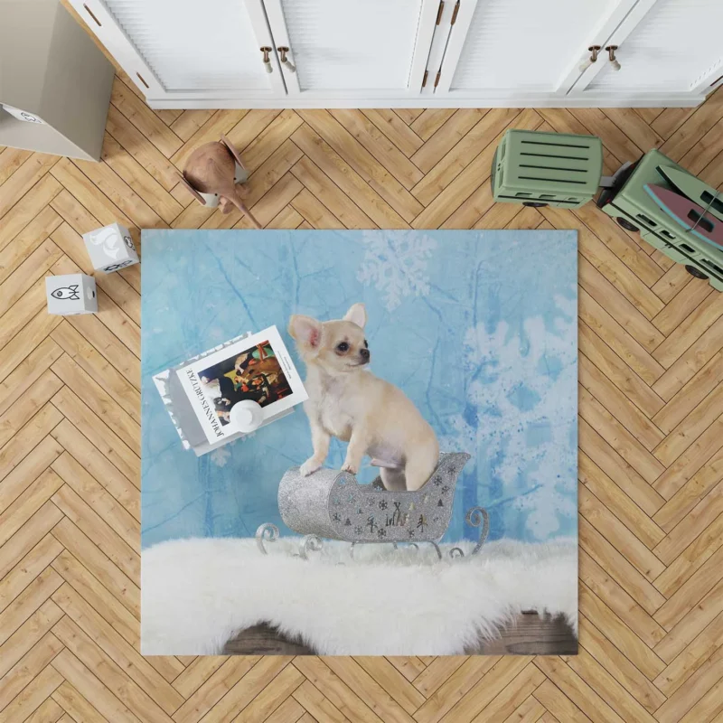 Christmas Bauble Joy with Puppies: Chihuahua Quartet Floor Rug