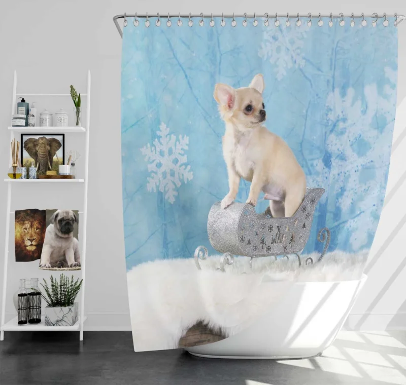 Christmas Bauble Joy with Puppies: Chihuahua Quartet Shower Curtain