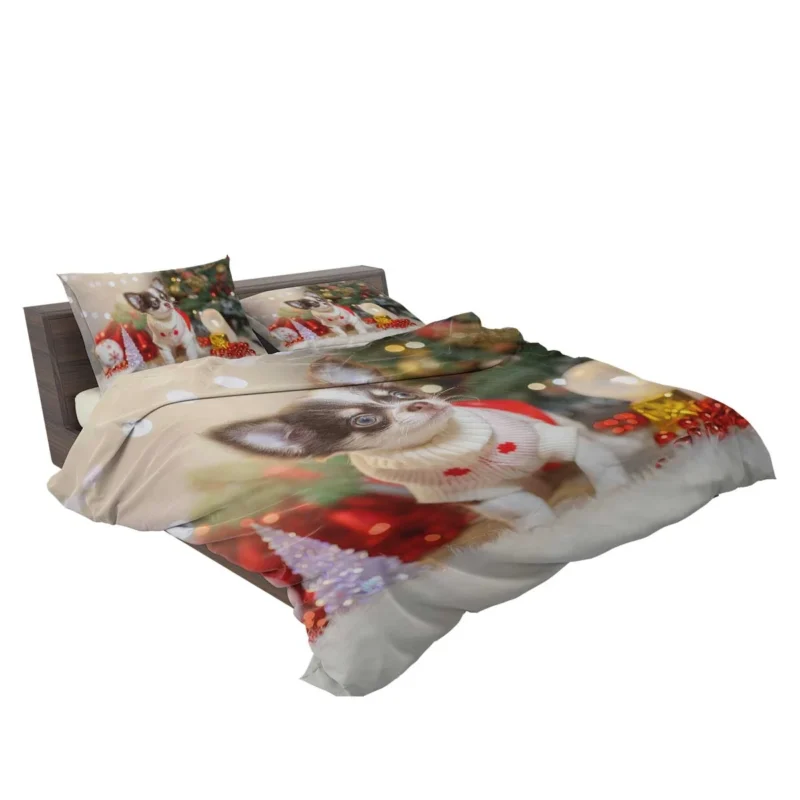 Christmas Cheer with Decorations: Chihuahua Quartet Bedding Set 2