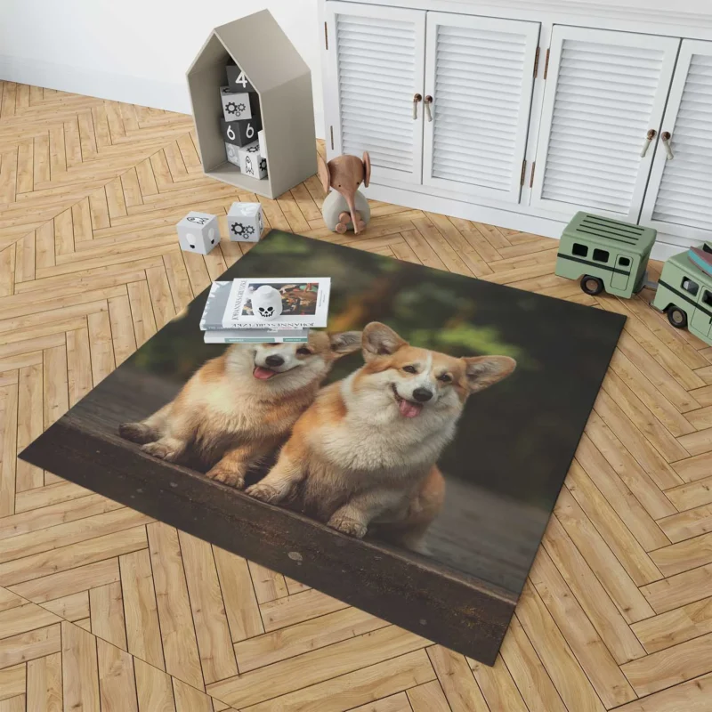 Chubby Charm: Corgi Quartet Floor Rug 1