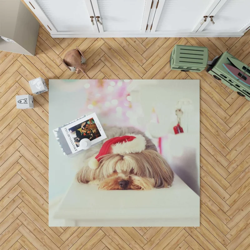 Close-Up in Elegance: Yorkshire Terrier Quartet Floor Rug