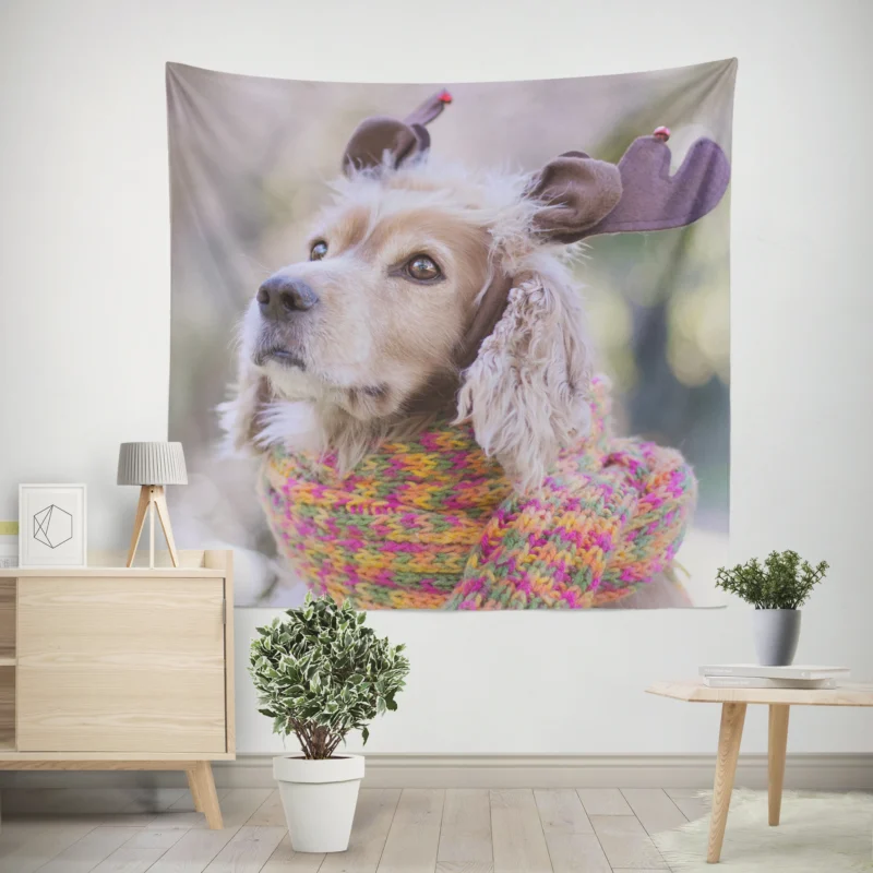 Cozy Scarves and Muzzles  Spaniel Quartet Wall Tapestry