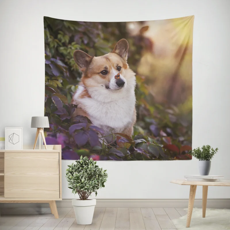 Curious Corgi  Nose Discovery Wall Tapestry