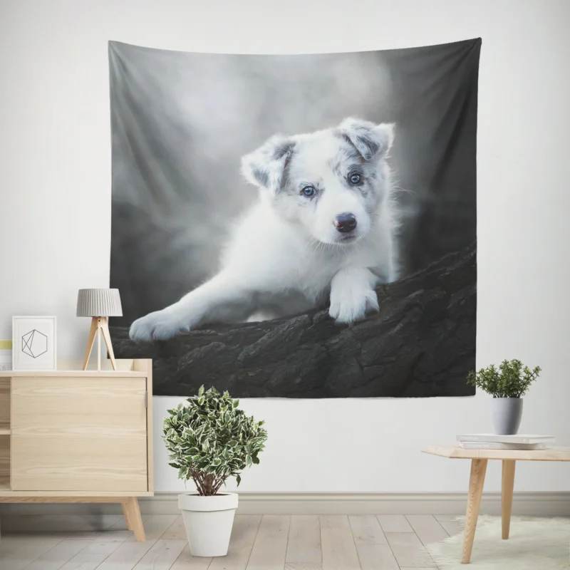 Cute Ba Puppies  Australian Shepherd Puppy Wall Tapestry