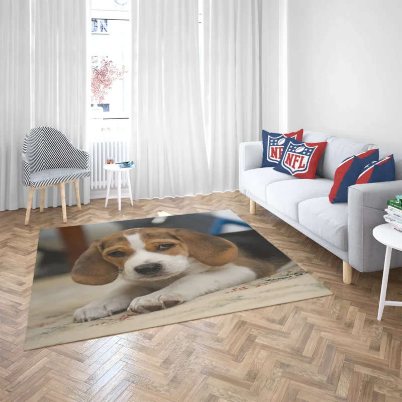 Cute Ba with Puppy Charm and Playfulness: Beagle Puppy Floor Rug 2