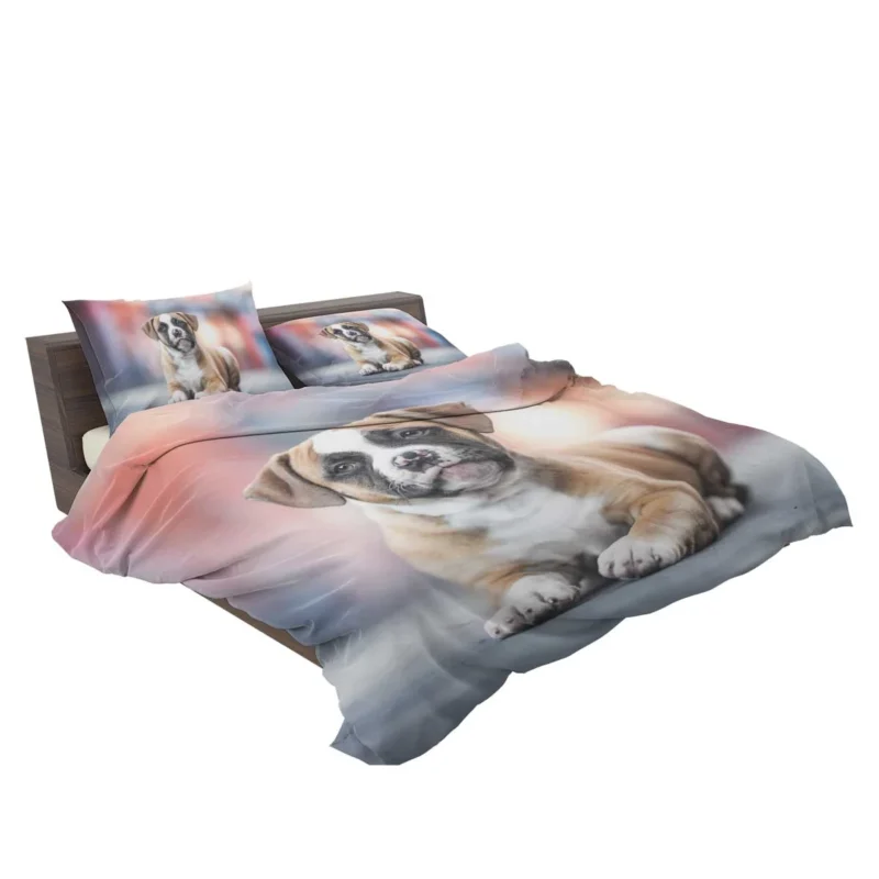 Cute Boxer Puppy Moments with Ba: Boxer Bedding Set 2