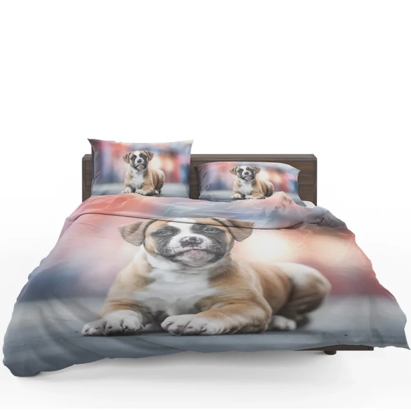 Cute Boxer Puppy Moments with Ba: Boxer Bedding Set