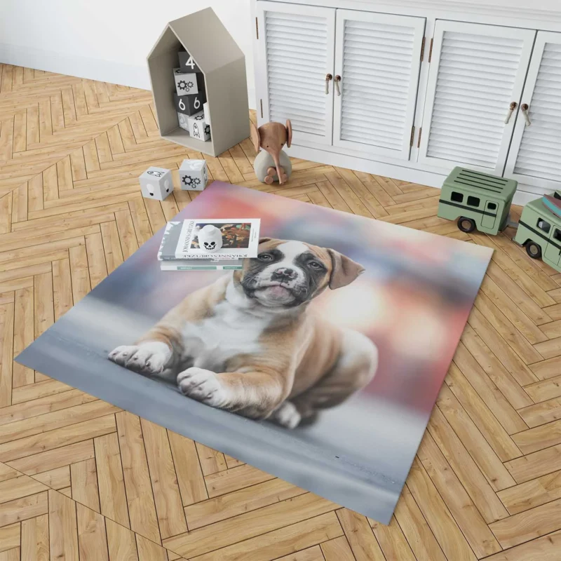 Cute Boxer Puppy Moments with Ba: Boxer Floor Rug 1