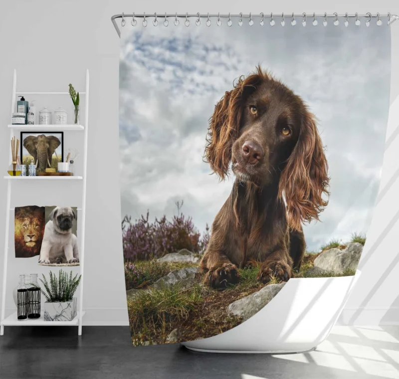 Cute Cocker Puppies in Bauble: Spaniel Quartet Shower Curtain