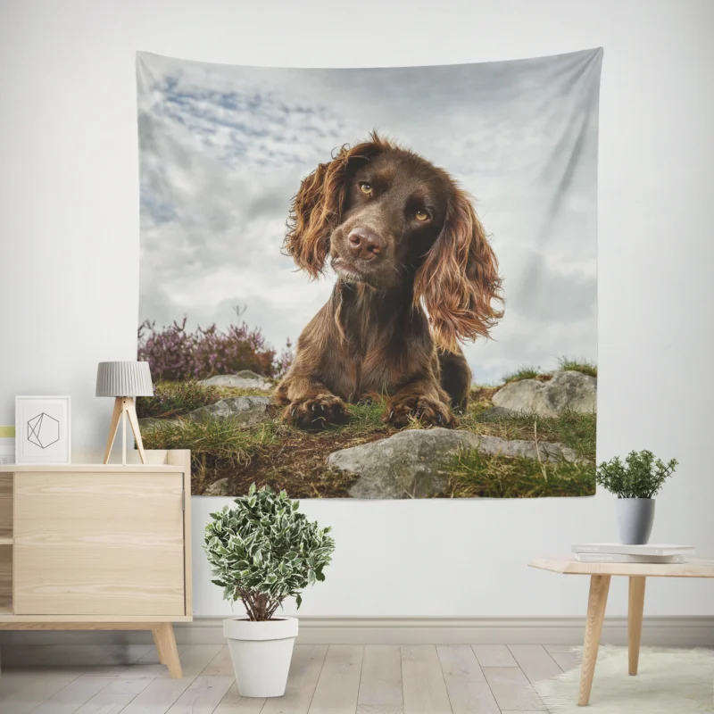 Cute Cocker Puppies in Bauble  Spaniel Quartet Wall Tapestry