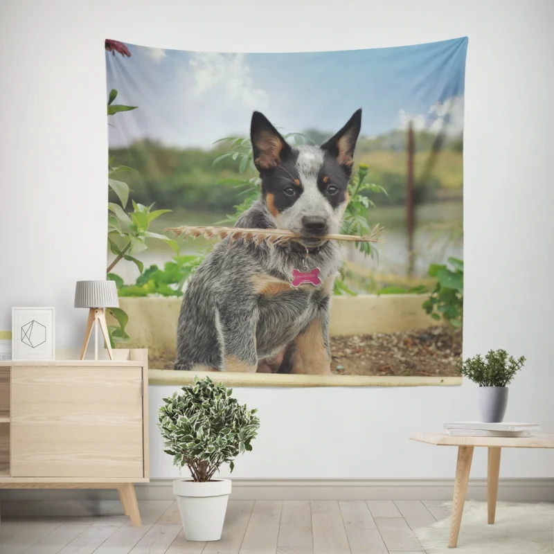 Cute Puppies and Canine Charm  Australian Cattle Dog Wall Tapestry