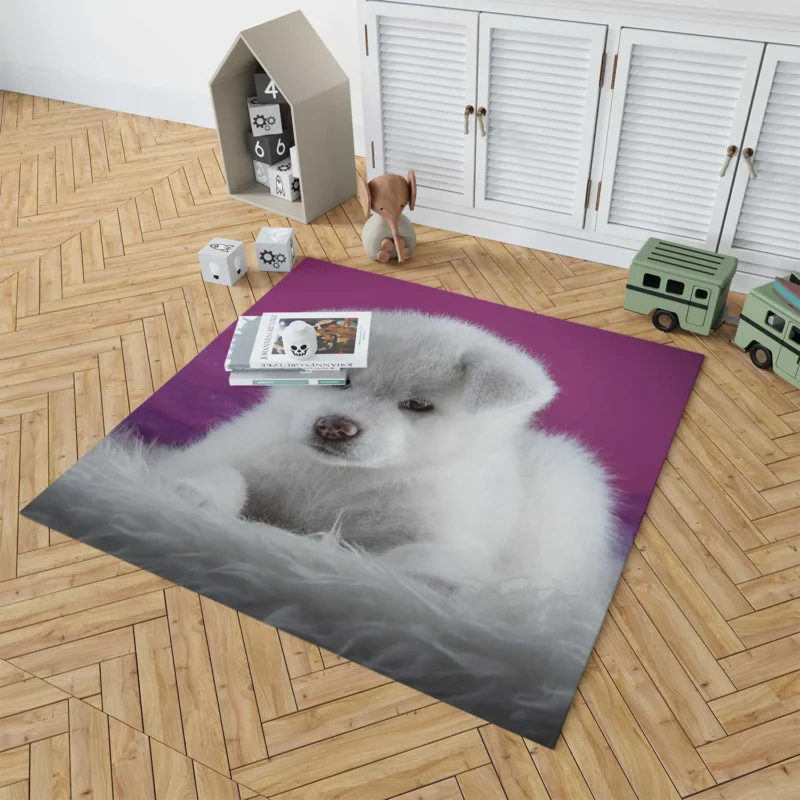 Cute and Captivating: Akita Puppy Quartet Floor Rug 1