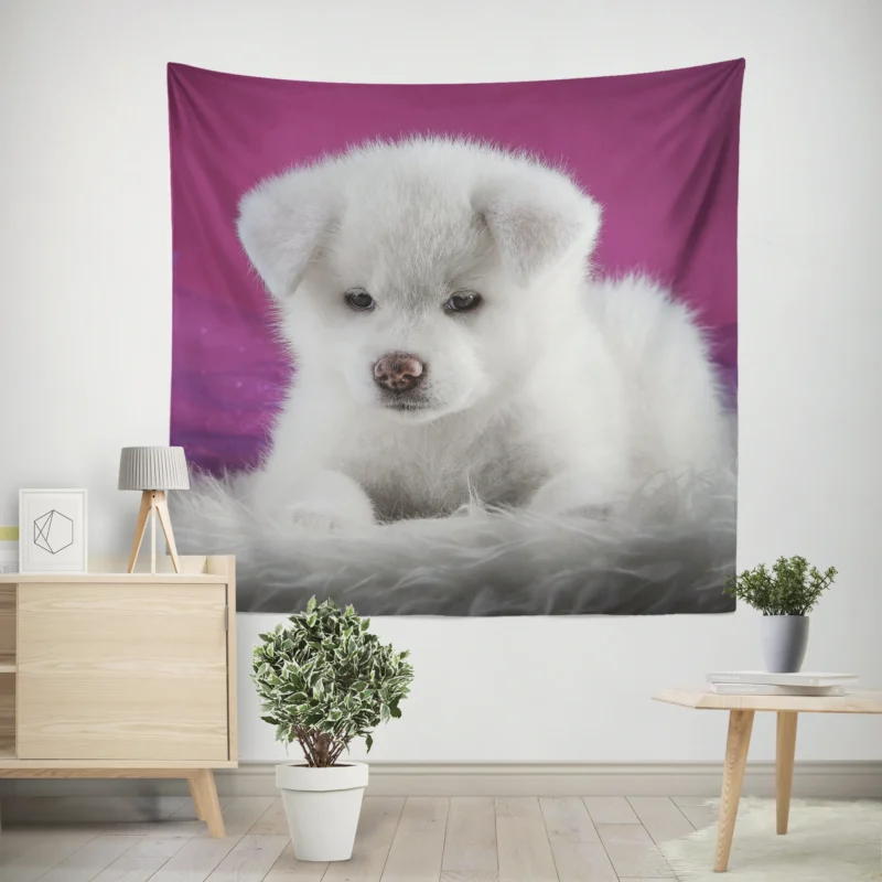 Cute and Captivating  Akita Puppy Quartet Wall Tapestry