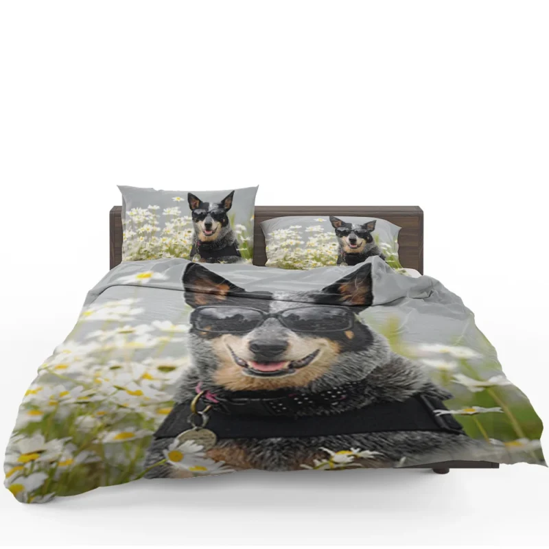 Daisy Flower in Sunglasses: Australian Cattle Dog Bedding Set