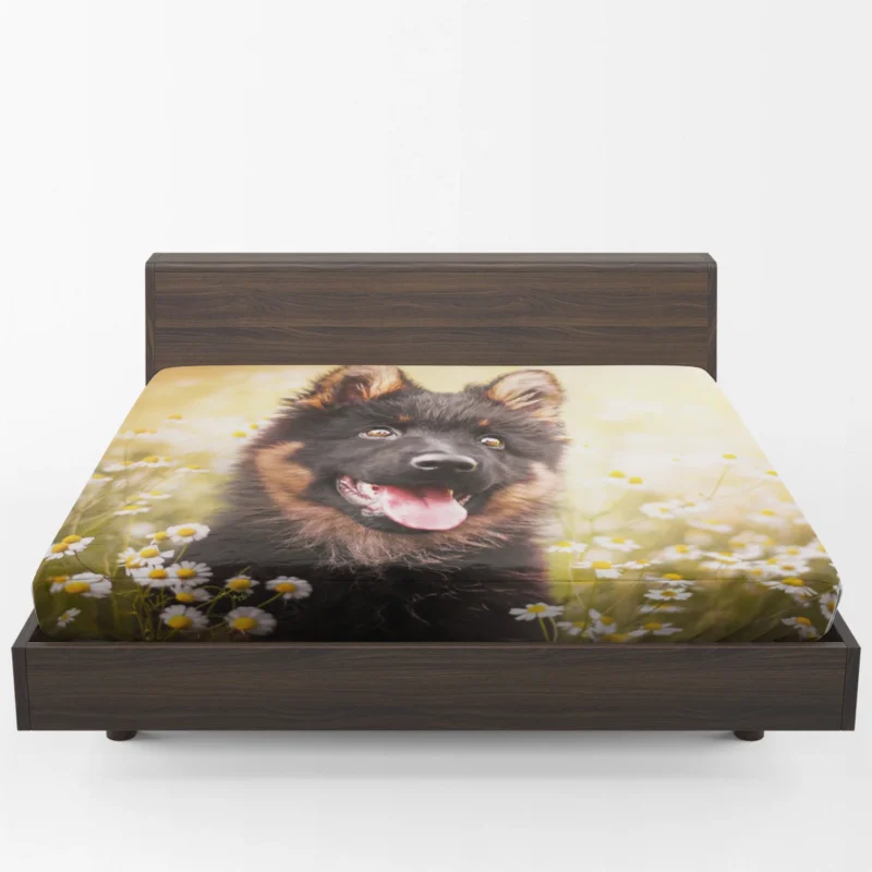 Daisy Muzzle Play: German Shepherd Puppies Fitted Sheet 1